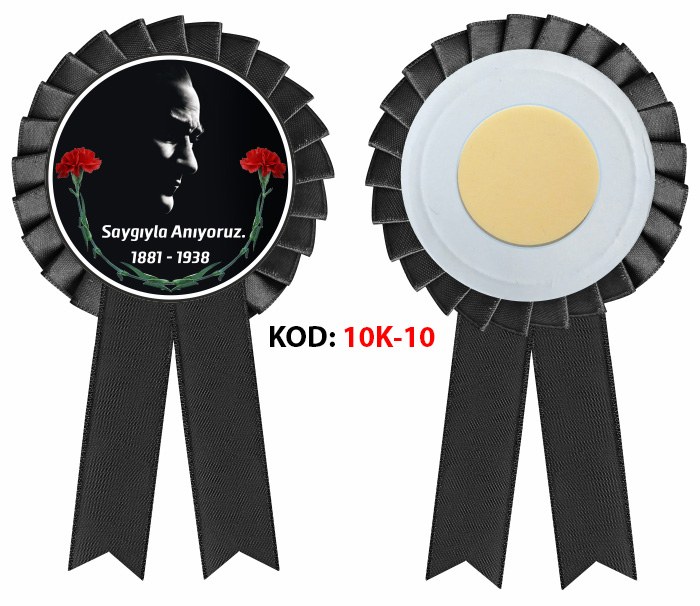10 Kasım Atatürk'ü Anma Günü Saten Yaka Kokartı - Atatürk Haftası