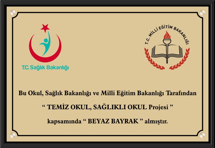 MEB Temiz Okul Sağlıklı Okul Pirinç Tabela ve Levhası - Beyaz Bayrak Levhası