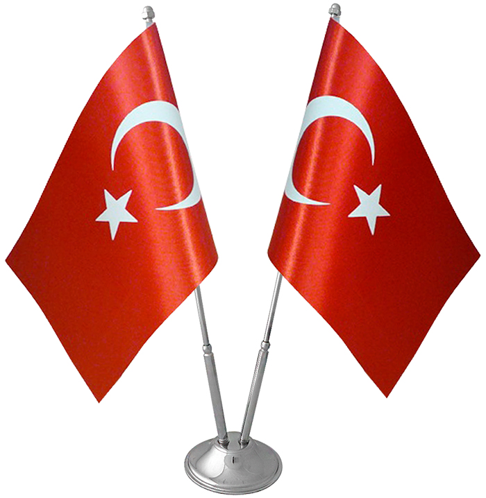 İkili Krom-Nikel Masa Bayrak Direği - 2'li
