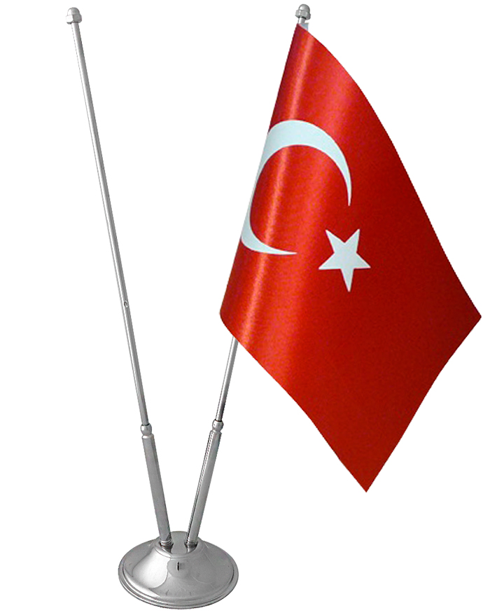 İkili Krom-Nikel Masa Bayrak Direği - 2'li