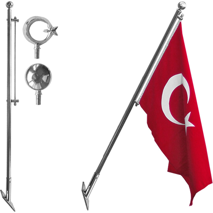 Duvara Monte Edilen Krom-Nikel Bayrak Direkleri - Duvar Tipi Direk - Teleskopik Duvar Direği