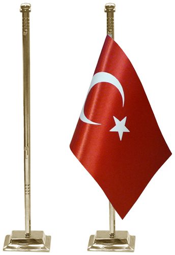 Altıgen Köşeli Tekli Pirinç Masa Bayrak Direği