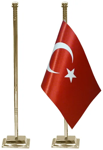 Altıgen Köşeli Tekli Pirinç Masa Bayrak Direği