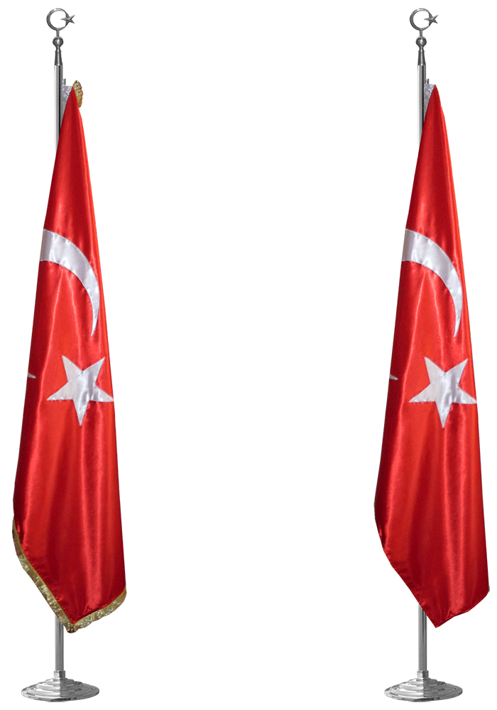 Saçaklı Saten Makam Türk Bayrağı 100x150 cm - Püsküllü Bayrak