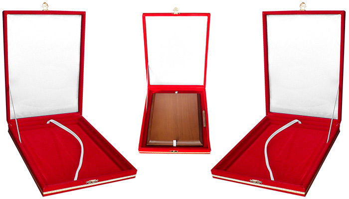 20x25 cm Ahşap Plaket Plaket Kutusu - Kadife Kutu