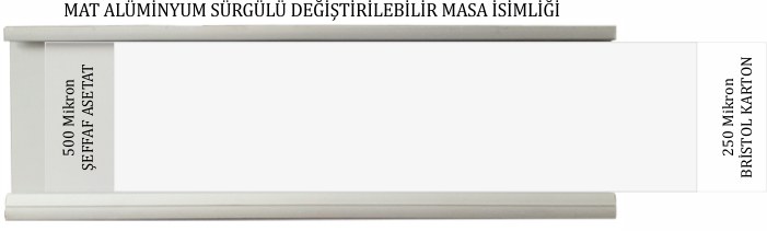 Sürgülü Masa İsimliği Parlak Alüminyum AL13