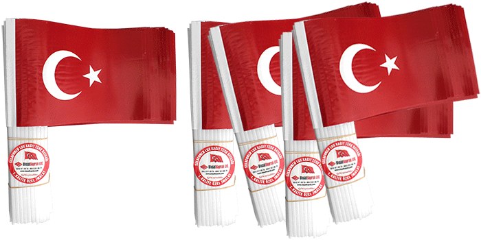 Plastik Sopalı Kağıt Türk Bayrağı - Büyük Boy - TC1
