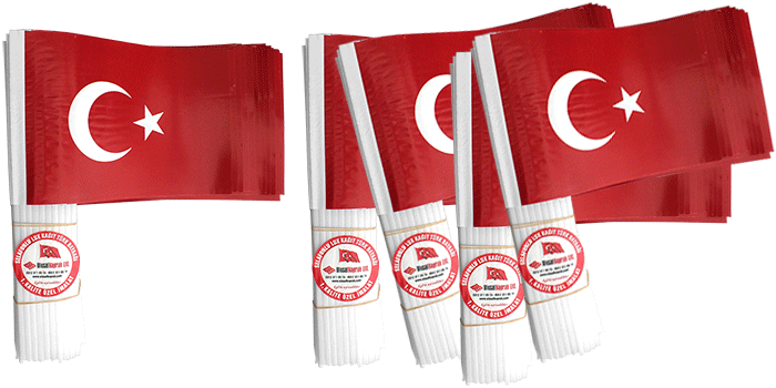 Plastik Sopalı Kağıt Türk Bayrağı - Büyük Boy - TC1
