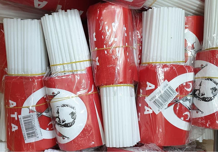 TC2 Sopalı Atatürk'lü Kağıt Türk Bayrağı - Büyük Boy