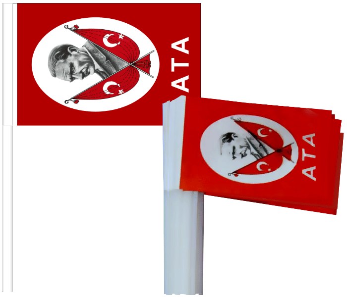 TC2 Sopalı Atatürk'lü Kağıt Türk Bayrağı - Büyük Boy