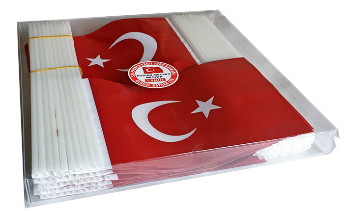 Plastik Sopalı Kağıt Türk Bayrağı - Selefonlu TC3