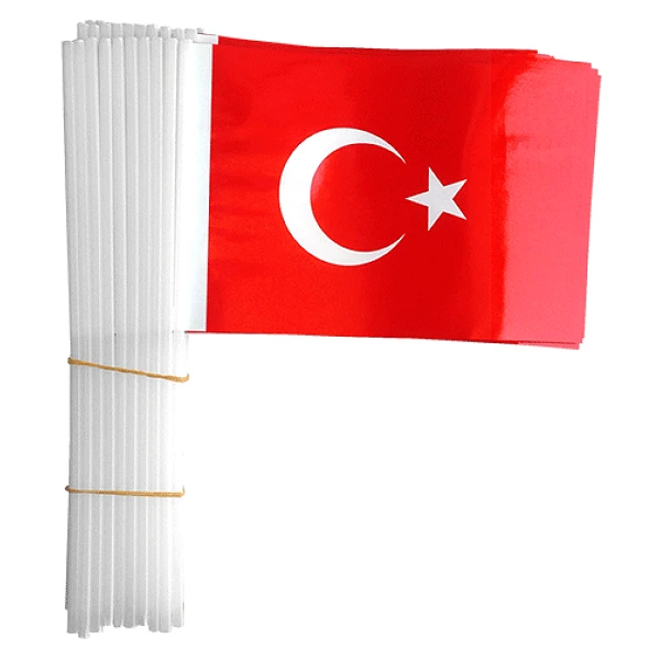 Plastik Sopalı Kağıt Türk Bayrağı - Selefonlu TC3