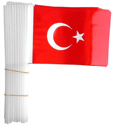 TC4 Sopalı Kağıt Türk Bayrağı - Küçük Boy