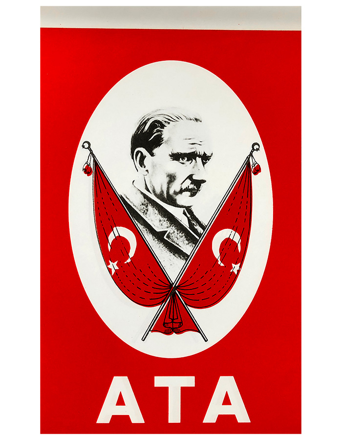 TC5 Sopalı Atatürk'lü Kağıt Türk Bayrağı - Küçük Boy