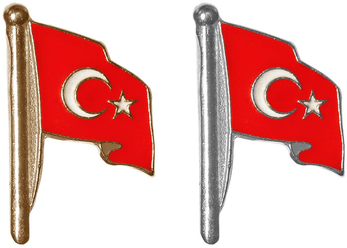 TBR4 Direkli Dalgalı Türk Bayrağı Rozeti