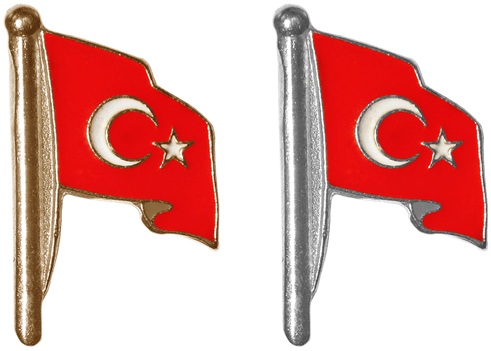 TBR4 Direkli Dalgalı Türk Bayrağı Rozeti