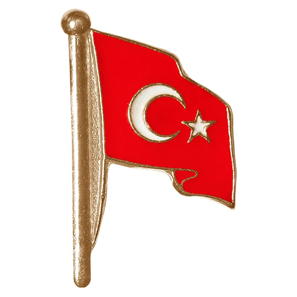 TBR4 Direkli Dalgalı Türk Bayrağı Rozeti