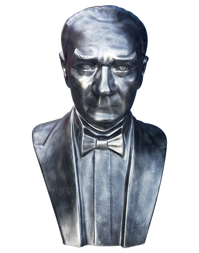 80 cm FRP Fiberglass Papyonlu Atatürk Büstü - Arkası Açık