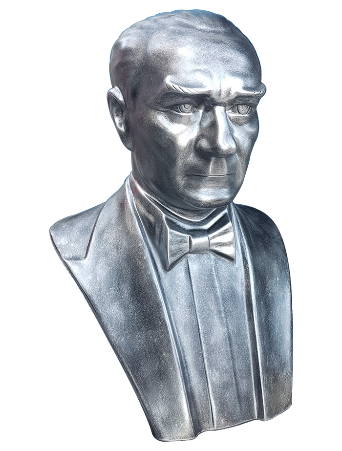80 cm FRP Fiberglass Papyonlu Atatürk Büstü - Arkası Açık