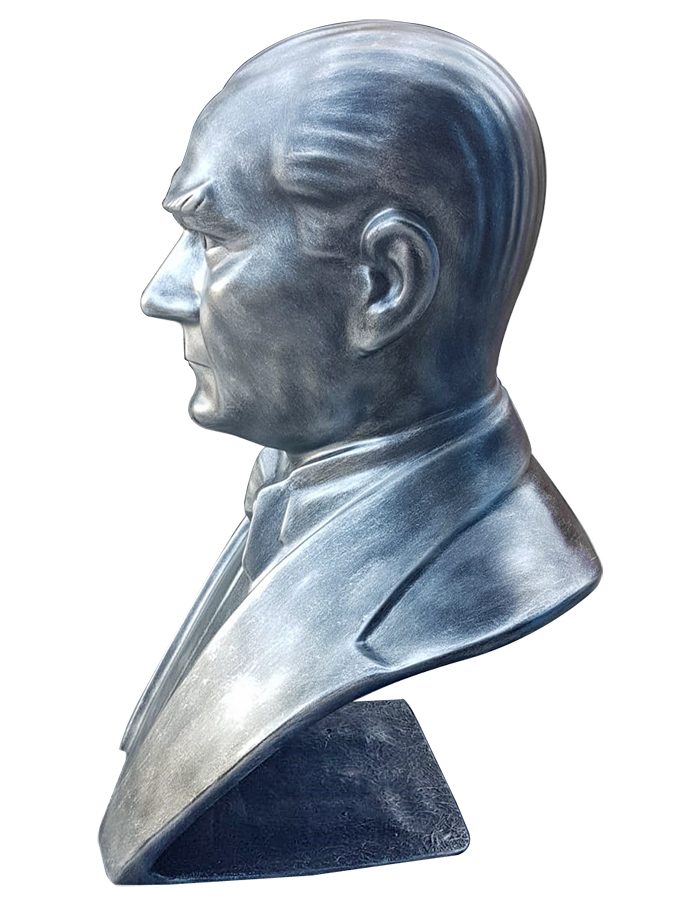 80 cm FRP Fiberglass Papyonlu Atatürk Büstü - Arkası Açık