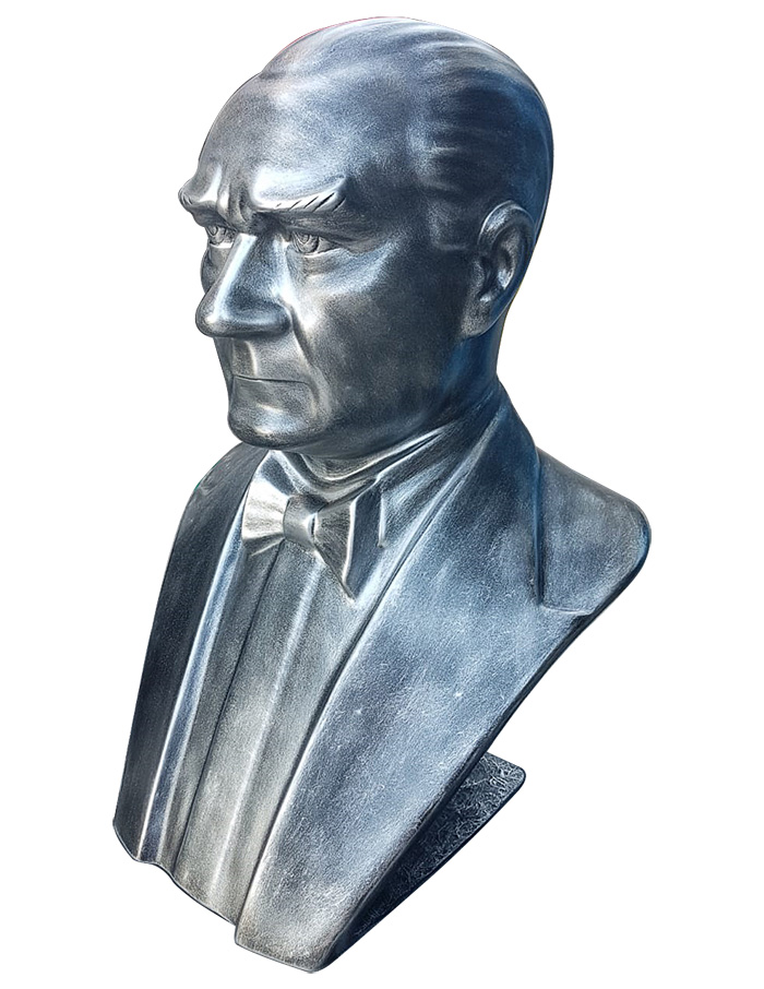 80 cm FRP Fiberglass Papyonlu Atatürk Büstü - Arkası Açık