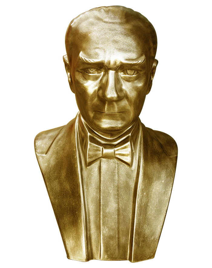 80 cm FRP Fiberglass Papyonlu Atatürk Büstü - Arkası Açık
