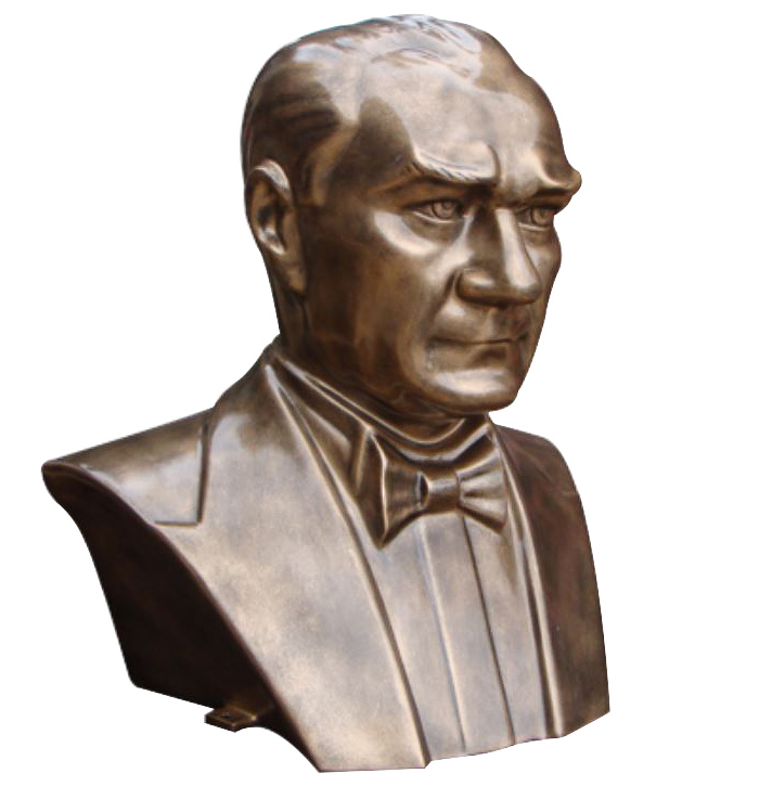 80 cm FRP Fiberglass Papyonlu Atatürk Büstü - Arkası Kapalı