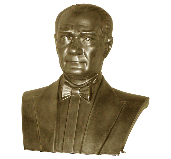 80 cm FRP Fiberglass Papyonlu Atatürk Büstü - Arkası Kapalı