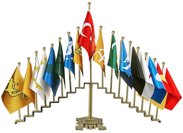 17 'Li Eski Türk Devletleri Pirinç Bayrak Direği - 6 GEN MİLLİ DİREK