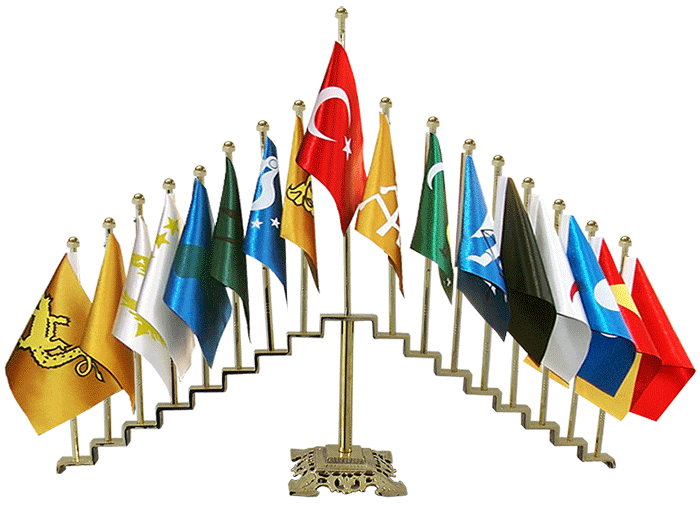 17 'Li Eski Türk Devletleri Pirinç Bayrak Direği - 6 GEN MİLLİ DİREK