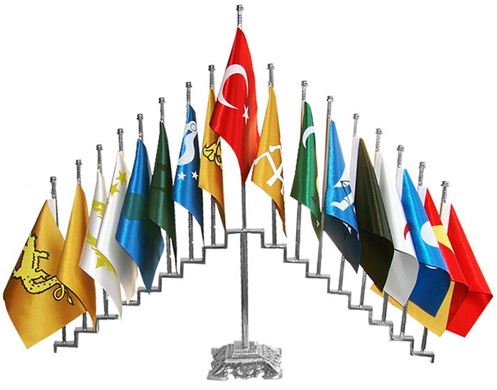 17 'Li Eski Türk Devletleri Pirinç Bayrak Direği - 6 GEN MİLLİ DİREK