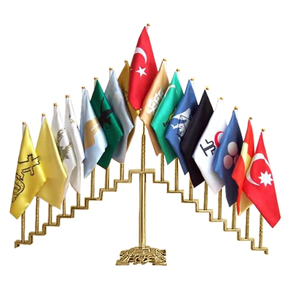 17 'Li Eski Türk Devletleri Pirinç Bayrak Direği - STANDART