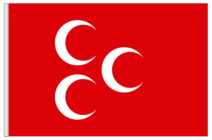 3 Hilal Kırmızı Zeminli Bayrak ( Üç Hilal Bayrağı )