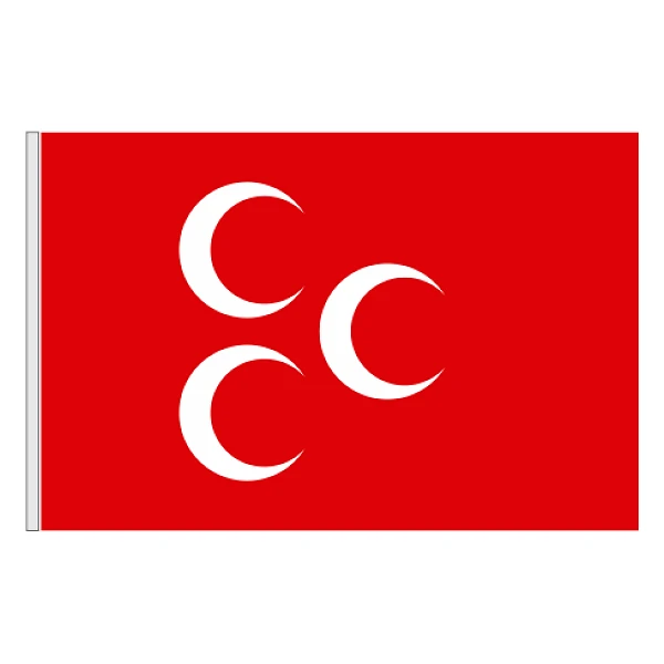 3 Hilal Kırmızı Zeminli Bayrak ( Üç Hilal Bayrağı )