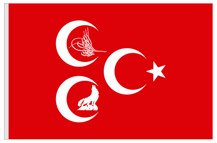 3 Hilal Kırmızı Zeminli Bayrak - ÖZEL İMALAT