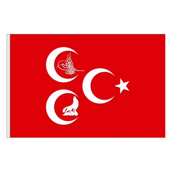 3 Hilal Kırmızı Zeminli Bayrak - ÖZEL İMALAT