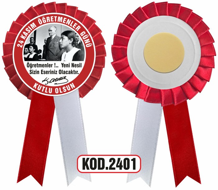 24 KASIM ÖĞRETMENLER GÜNÜ KOKARTI - SATEN YAKA KOKARTI