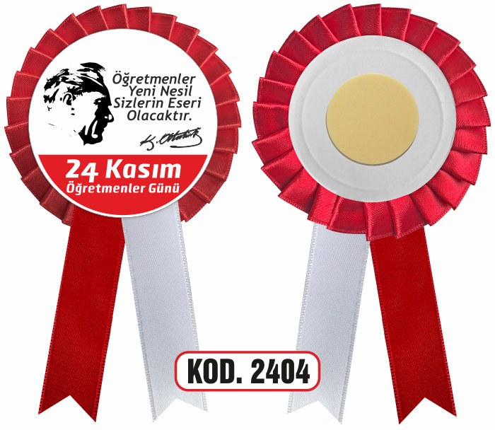 24 KASIM ÖĞRETMENLER GÜNÜ KOKARTI - SATEN YAKA KOKARTI