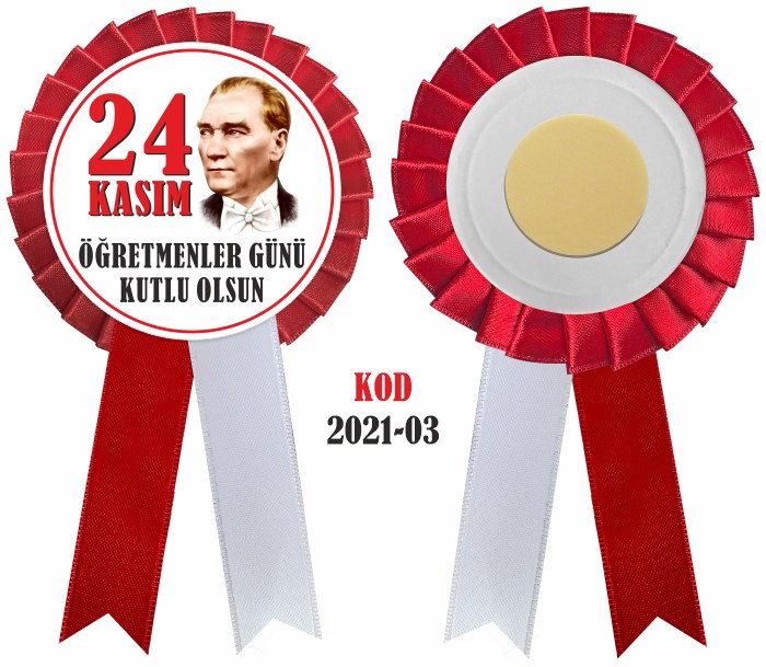 24 KASIM ÖĞRETMENLER GÜNÜ KOKARTI - SATEN YAKA KOKARTI