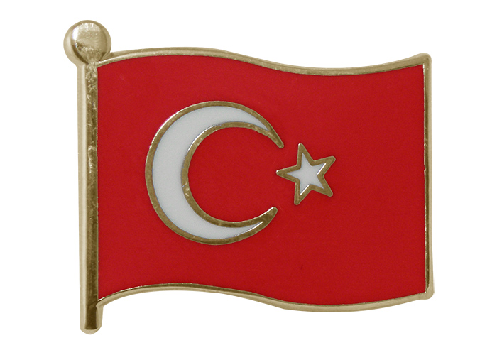 TBR13 Dalgalı Türk Bayrağı Rozeti Mineli - 22mm