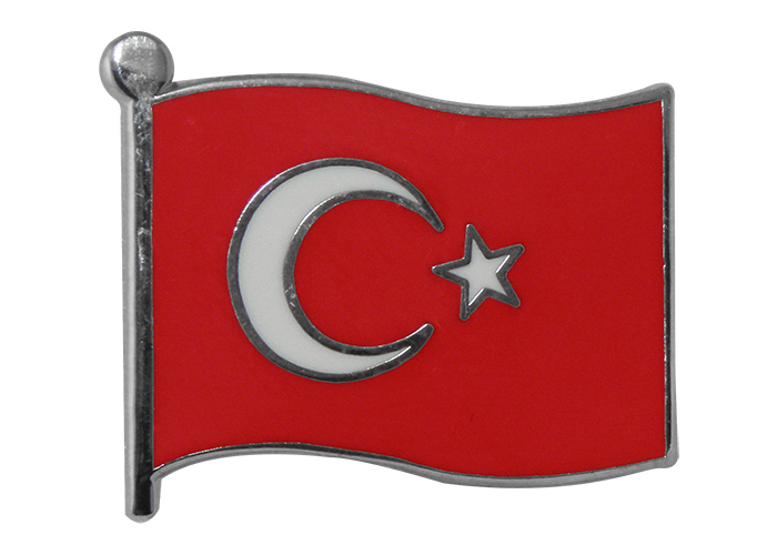 TBR13 Dalgalı Türk Bayrağı Rozeti Mineli - 22mm