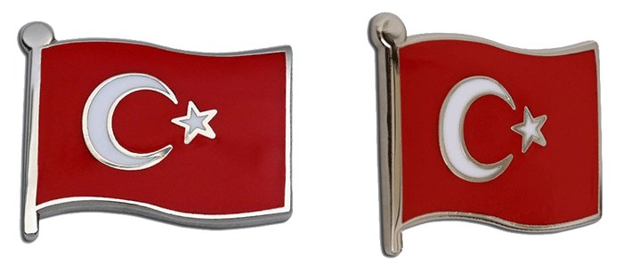 TBR13 Dalgalı Türk Bayrağı Rozeti Mineli - 22mm