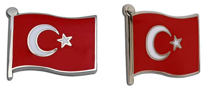 TBR13 Dalgalı Türk Bayrağı Rozeti Mineli - 22mm