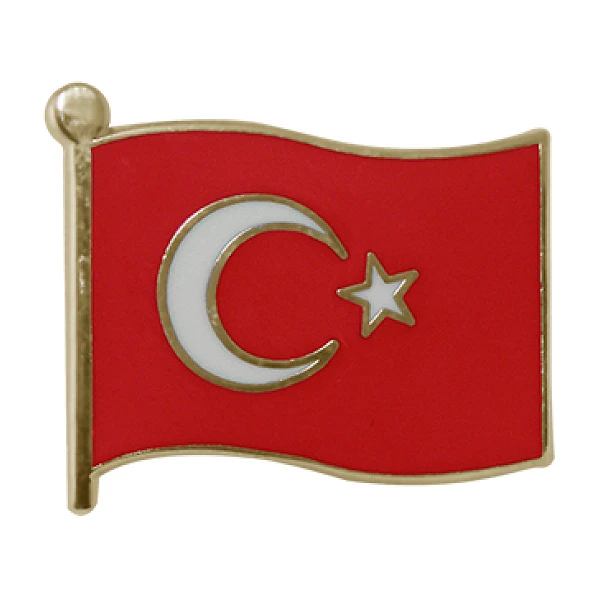 TBR13 Dalgalı Türk Bayrağı Rozeti Mineli - 22mm