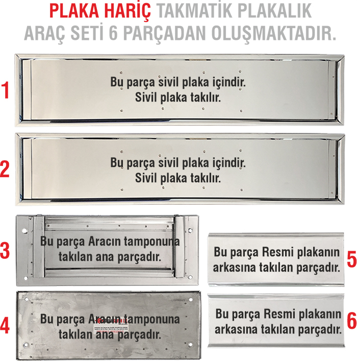 Takmatik Plakalık Tam Set - Takmatik Makam Araç Plakalığı Seti